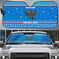 Equatorial Guinea Christmas Auto Sun Shade with Nzalang Noel Eagle Flag Snowflakes and Blue Holiday - Wonder Print Shop