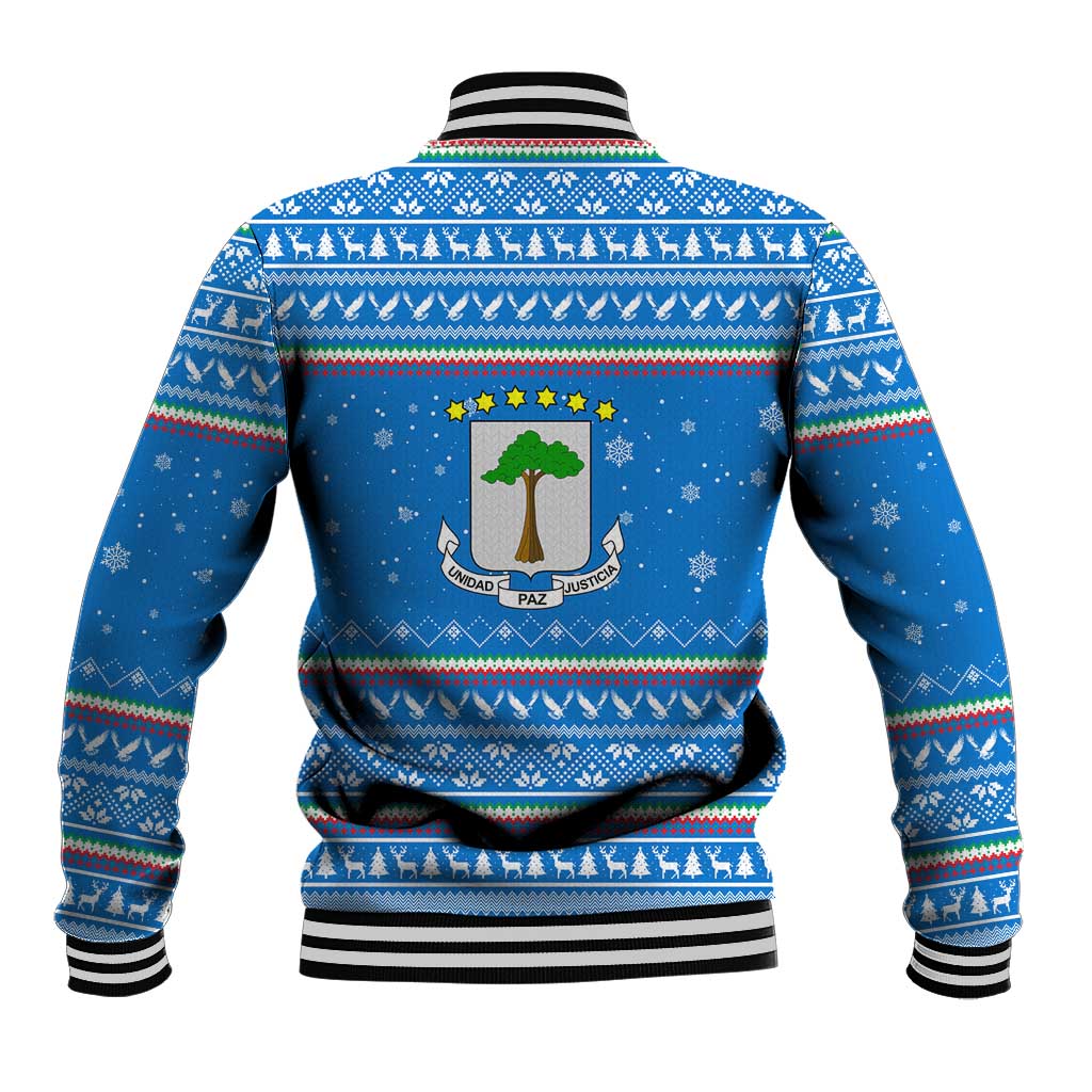 Equatorial Guinea Christmas Baseball Jacket with Nzalang Noel Eagle Flag Snowflakes and Blue Holiday - Wonder Print Shop