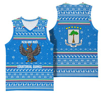 Equatorial Guinea Christmas Basketball Jersey with Nzalang Noel Eagle Flag Snowflakes and Blue Holiday - Wonder Print Shop