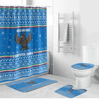 Equatorial Guinea Christmas Bathroom Set with Nzalang Noel Eagle Flag Snowflakes and Blue Holiday - Wonder Print Shop