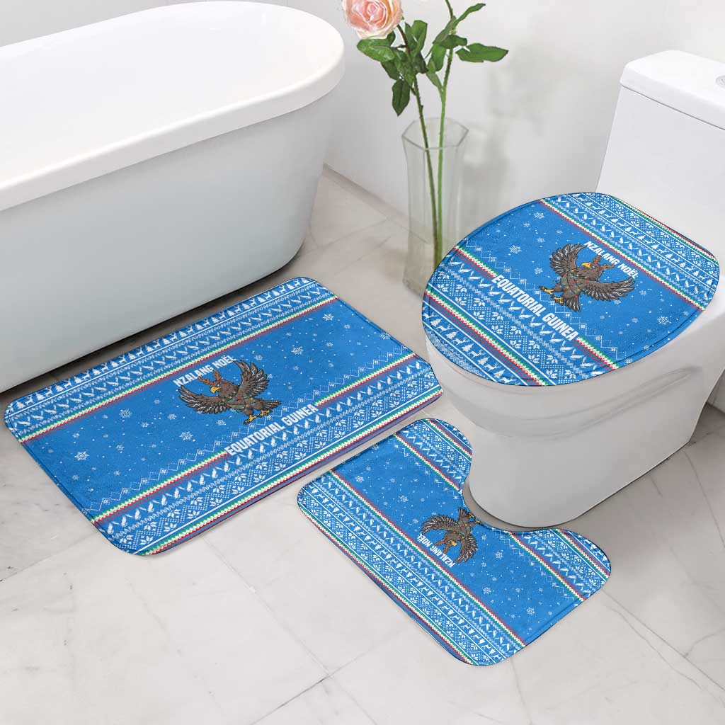 Equatorial Guinea Christmas Bathroom Set with Nzalang Noel Eagle Flag Snowflakes and Blue Holiday - Wonder Print Shop