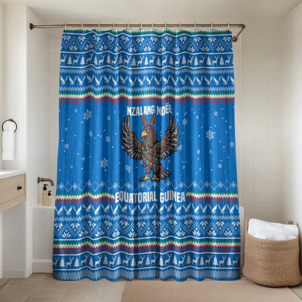 Equatorial Guinea Christmas Bathroom Set with Nzalang Noel Eagle Flag Snowflakes and Blue Holiday - Wonder Print Shop