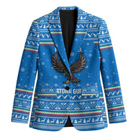 Equatorial Guinea Christmas Blazer with Nzalang Noel Eagle Flag Snowflakes and Blue Holiday - Wonder Print Shop