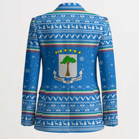 Equatorial Guinea Christmas Blazer with Nzalang Noel Eagle Flag Snowflakes and Blue Holiday - Wonder Print Shop