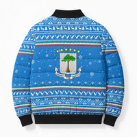 Equatorial Guinea Christmas Bomber Puffer Jacket with Nzalang Noel Eagle Flag Snowflakes and Blue Holiday - Wonder Print Shop