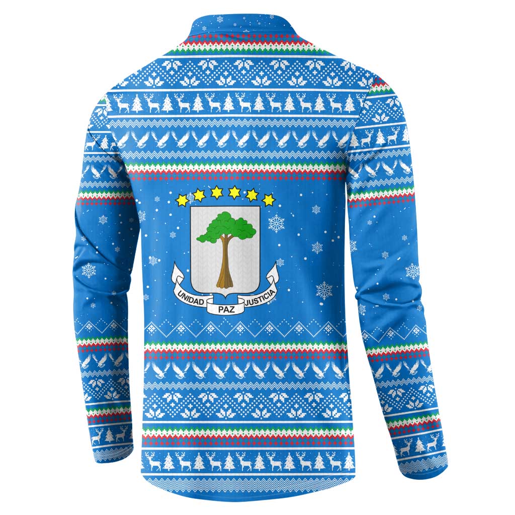 Equatorial Guinea Christmas Button Sweatshirt with Nzalang Noel Eagle Flag Snowflakes and Blue Holiday - Wonder Print Shop