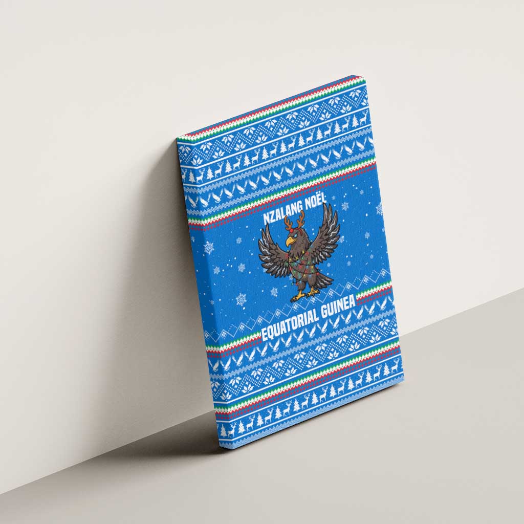 Equatorial Guinea Christmas Canvas Wall Art with Nzalang Noel Eagle Flag Snowflakes and Blue Holiday - Wonder Print Shop