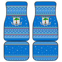 Equatorial Guinea Christmas Car Mats with Nzalang Noel Eagle Flag Snowflakes and Blue Holiday - Wonder Print Shop