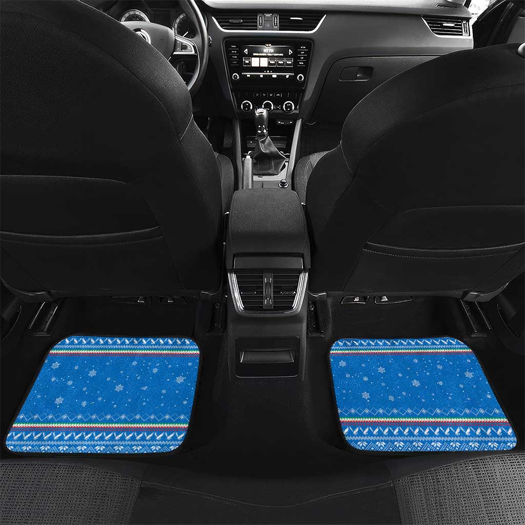 Equatorial Guinea Christmas Car Mats with Nzalang Noel Eagle Flag Snowflakes and Blue Holiday - Wonder Print Shop