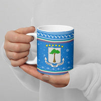Equatorial Guinea Christmas Ceramic Mug with Nzalang Noel Eagle Flag Snowflakes and Blue Holiday - Wonder Print Shop