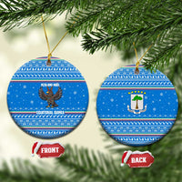 Equatorial Guinea Christmas Ceramic Ornament with Nzalang Noel Eagle Flag Snowflakes and Blue Holiday - Wonder Print Shop