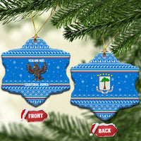 Equatorial Guinea Christmas Ceramic Ornament with Nzalang Noel Eagle Flag Snowflakes and Blue Holiday - Wonder Print Shop