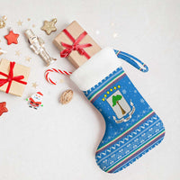Equatorial Guinea Christmas Stocking with Nzalang Noel Eagle Flag Snowflakes and Blue Holiday - Wonder Print Shop