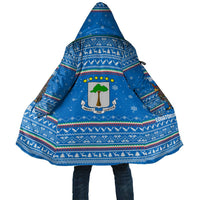 Equatorial Guinea Christmas Cloak with Nzalang Noel Eagle Flag Snowflakes and Blue Holiday - Wonder Print Shop