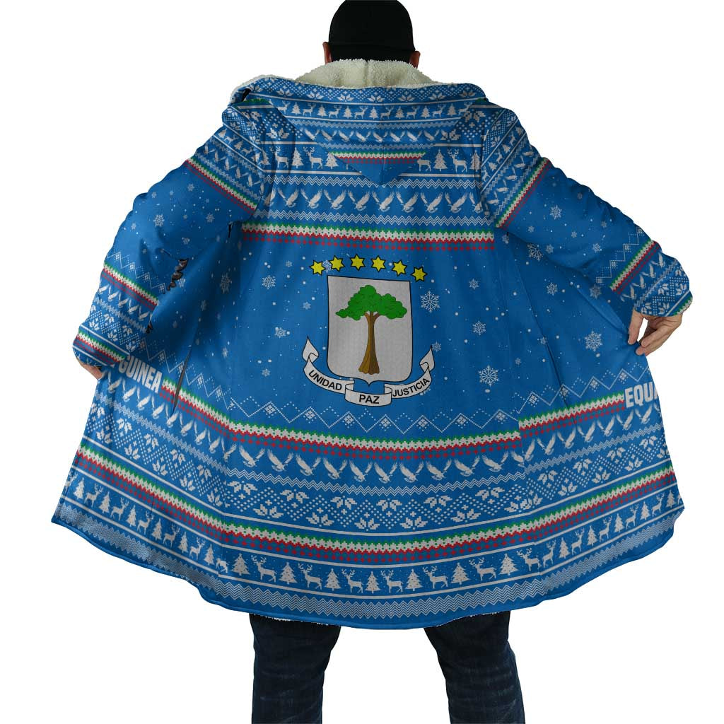 Equatorial Guinea Christmas Cloak with Nzalang Noel Eagle Flag Snowflakes and Blue Holiday - Wonder Print Shop