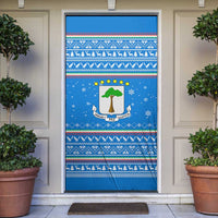 Equatorial Guinea Christmas Door Cover with Nzalang Noel Eagle Flag Snowflakes and Blue Holiday - Wonder Print Shop