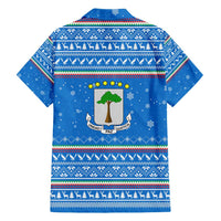 Equatorial Guinea Christmas Family Matching Long Sleeve Bodycon Dress and Hawaiian Shirt with Nzalang Noel Eagle Flag Snowflakes and Blue Holiday - Wonder Print Shop