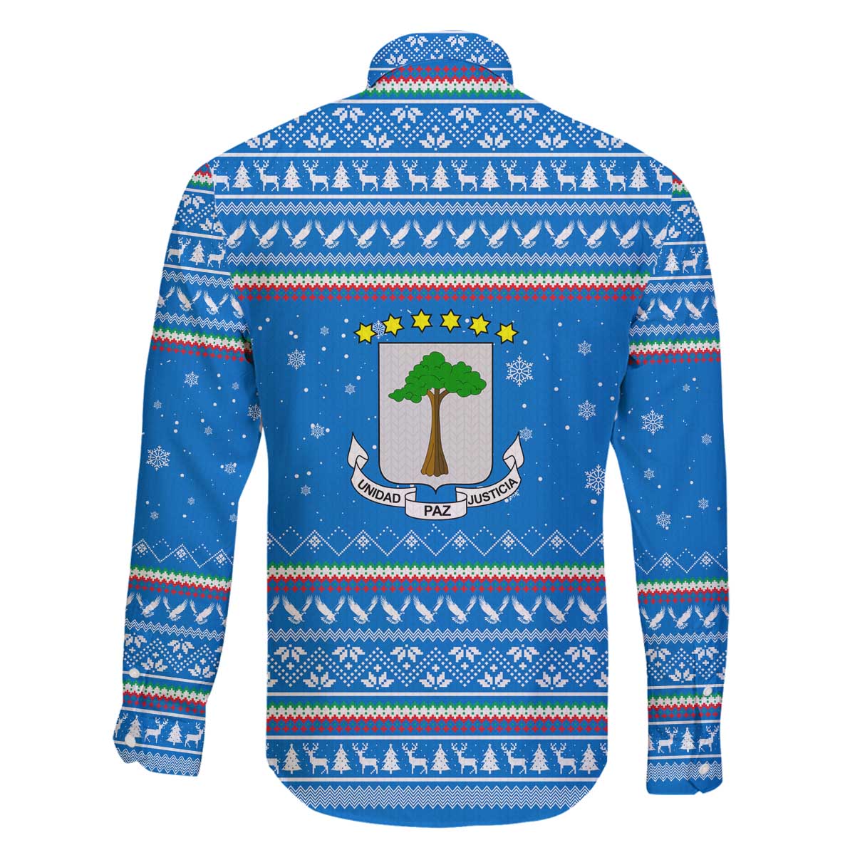 Equatorial Guinea Christmas Family Matching Off The Shoulder Long Sleeve Dress and Hawaiian Shirt with Nzalang Noel Eagle Flag Snowflakes and Blue Holiday - Wonder Print Shop