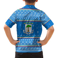 Equatorial Guinea Christmas Family Matching Puletasi and Hawaiian Shirt with Nzalang Noel Eagle Flag Snowflakes and Blue Holiday - Wonder Print Shop