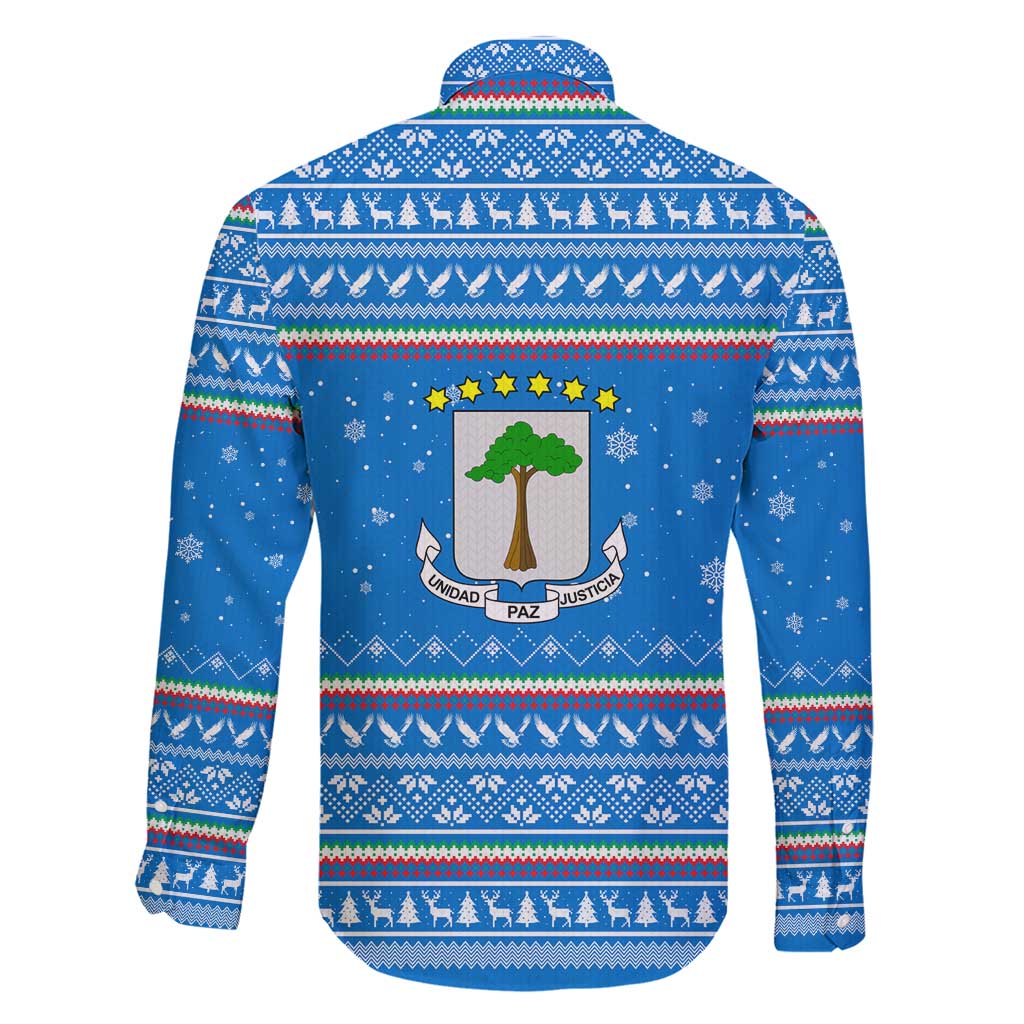 Equatorial Guinea Christmas Family Matching Short Sleeve Bodycon Dress and Hawaiian Shirt with Nzalang Noel Eagle Flag Snowflakes and Blue Holiday - Wonder Print Shop