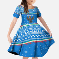 Equatorial Guinea Christmas Family Matching Summer Maxi Dress and Hawaiian Shirt with Nzalang Noel Eagle Flag Snowflakes and Blue Holiday - Wonder Print Shop
