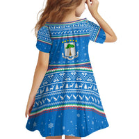 Equatorial Guinea Christmas Family Matching Summer Maxi Dress and Hawaiian Shirt with Nzalang Noel Eagle Flag Snowflakes and Blue Holiday - Wonder Print Shop