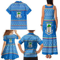 Equatorial Guinea Christmas Family Matching Tank Maxi Dress and Hawaiian Shirt with Nzalang Noel Eagle Flag Snowflakes and Blue Holiday - Wonder Print Shop