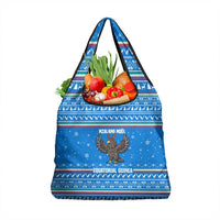 Equatorial Guinea Christmas Grocery Bag with Nzalang Noel Eagle Flag Snowflakes and Blue Holiday - Wonder Print Shop