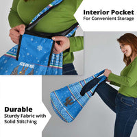 Equatorial Guinea Christmas Grocery Bag with Nzalang Noel Eagle Flag Snowflakes and Blue Holiday - Wonder Print Shop