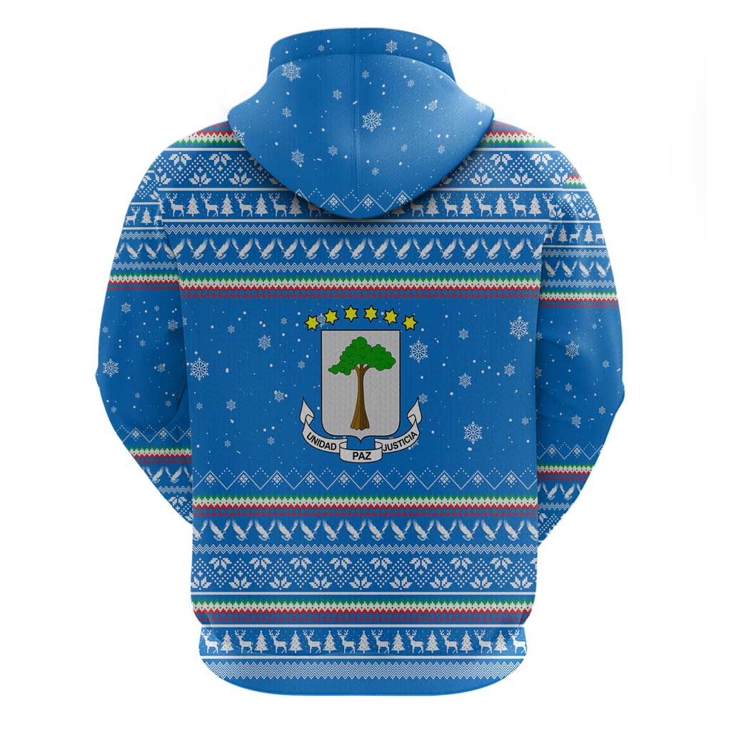 Equatorial Guinea Christmas Hoodie with Nzalang Noel Eagle Flag Snowflakes and Blue Holiday - Wonder Print Shop