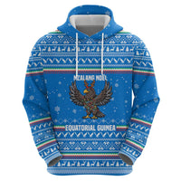 Equatorial Guinea Christmas Hoodie with Nzalang Noel Eagle Flag Snowflakes and Blue Holiday - Wonder Print Shop