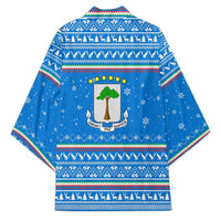Equatorial Guinea Christmas Kimono with Nzalang Noel Eagle Flag Snowflakes and Blue Holiday - Wonder Print Shop