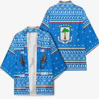 Equatorial Guinea Christmas Kimono with Nzalang Noel Eagle Flag Snowflakes and Blue Holiday - Wonder Print Shop