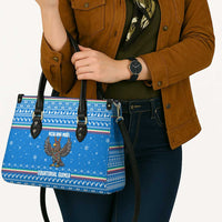Equatorial Guinea Christmas Leather Bag with Nzalang Noel Eagle Flag Snowflakes and Blue Holiday - Wonder Print Shop