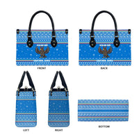Equatorial Guinea Christmas Leather Bag with Nzalang Noel Eagle Flag Snowflakes and Blue Holiday - Wonder Print Shop