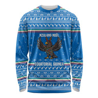 Equatorial Guinea Christmas Long Sleeve Shirt with Nzalang Noel Eagle Flag Snowflakes and Blue Holiday - Wonder Print Shop