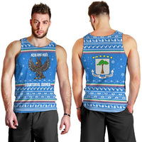 Equatorial Guinea Christmas Men Tank Top with Nzalang Noel Eagle Flag Snowflakes and Blue Holiday - Wonder Print Shop