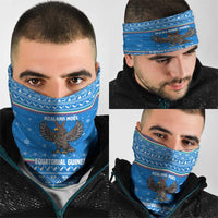 Equatorial Guinea Christmas Neck Gaiter with Nzalang Noel Eagle Flag Snowflakes and Blue Holiday - Wonder Print Shop