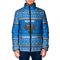 Equatorial Guinea Christmas Padded Jacket with Nzalang Noel Eagle Flag Snowflakes and Blue Holiday - Wonder Print Shop