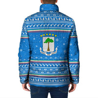 Equatorial Guinea Christmas Padded Jacket with Nzalang Noel Eagle Flag Snowflakes and Blue Holiday - Wonder Print Shop