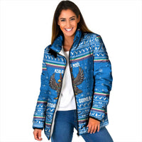 Equatorial Guinea Christmas Padded Jacket with Nzalang Noel Eagle Flag Snowflakes and Blue Holiday - Wonder Print Shop