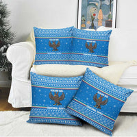 Equatorial Guinea Christmas Pillow Cover with Nzalang Noel Eagle Flag Snowflakes and Blue Holiday - Wonder Print Shop