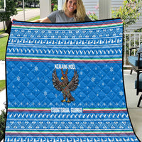 Equatorial Guinea Christmas Quilt with Nzalang Noel Eagle Flag Snowflakes and Blue Holiday - Wonder Print Shop