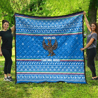 Equatorial Guinea Christmas Quilt with Nzalang Noel Eagle Flag Snowflakes and Blue Holiday - Wonder Print Shop