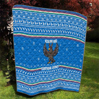 Equatorial Guinea Christmas Quilt with Nzalang Noel Eagle Flag Snowflakes and Blue Holiday - Wonder Print Shop