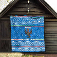 Equatorial Guinea Christmas Quilt with Nzalang Noel Eagle Flag Snowflakes and Blue Holiday - Wonder Print Shop