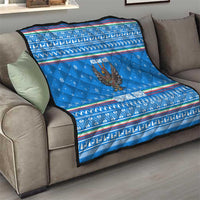 Equatorial Guinea Christmas Quilt with Nzalang Noel Eagle Flag Snowflakes and Blue Holiday - Wonder Print Shop