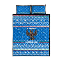 Equatorial Guinea Christmas Quilt Bed Set with Nzalang Noel Eagle Flag Snowflakes and Blue Holiday - Wonder Print Shop