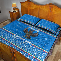 Equatorial Guinea Christmas Quilt Bed Set with Nzalang Noel Eagle Flag Snowflakes and Blue Holiday - Wonder Print Shop