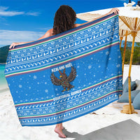 Equatorial Guinea Christmas Sarong with Nzalang Noel Eagle Flag Snowflakes and Blue Holiday - Wonder Print Shop